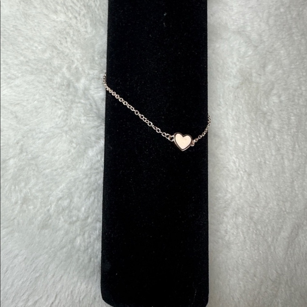 Minimal Heart Pendant bracelet in Rose silver